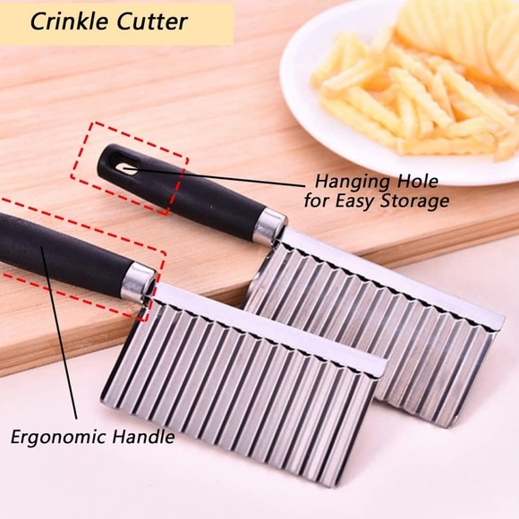 Stainless Steel French Fry Cutter Two Tone Potato Wave Cutter Waffle Cut Kitchen - Picture 8 of 13